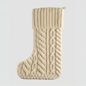 Aran Sweater Market Ireland Cream Cable Knit Stocking, Moore Clan Pattern NWOT.